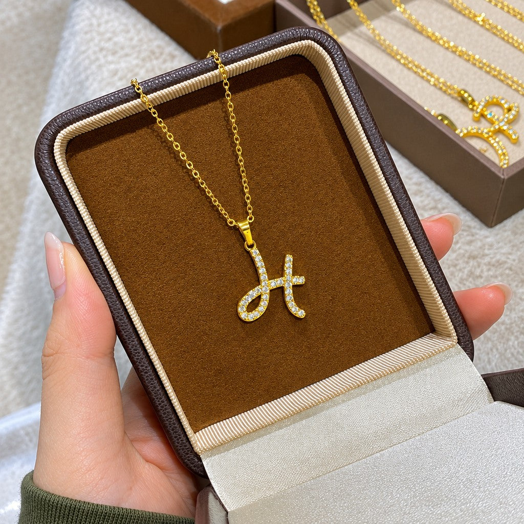 Classy Zircon Initial Necklace