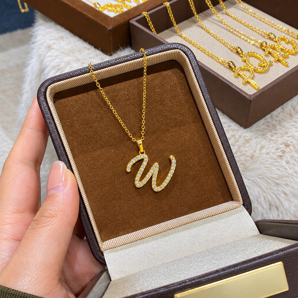 Classy Zircon Initial Necklace
