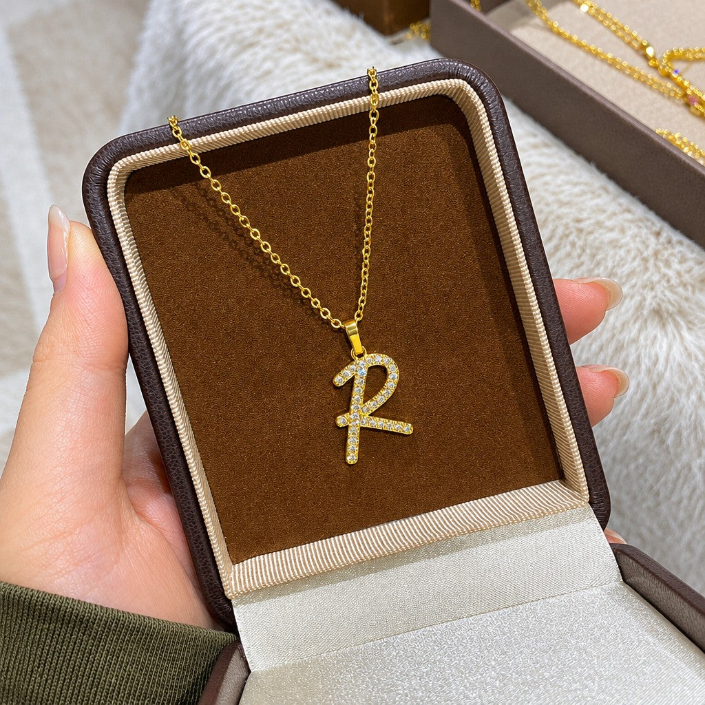 Classy Zircon Initial Necklace