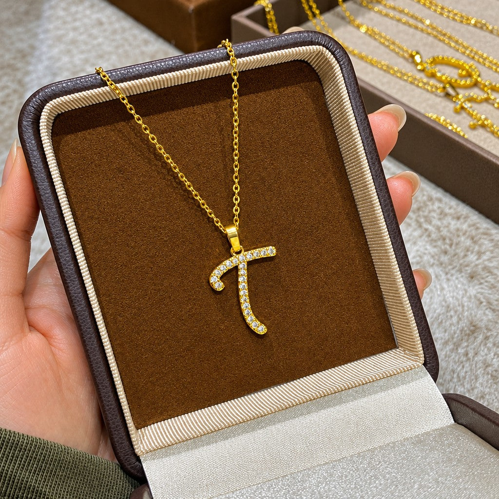 Classy Zircon Initial Necklace