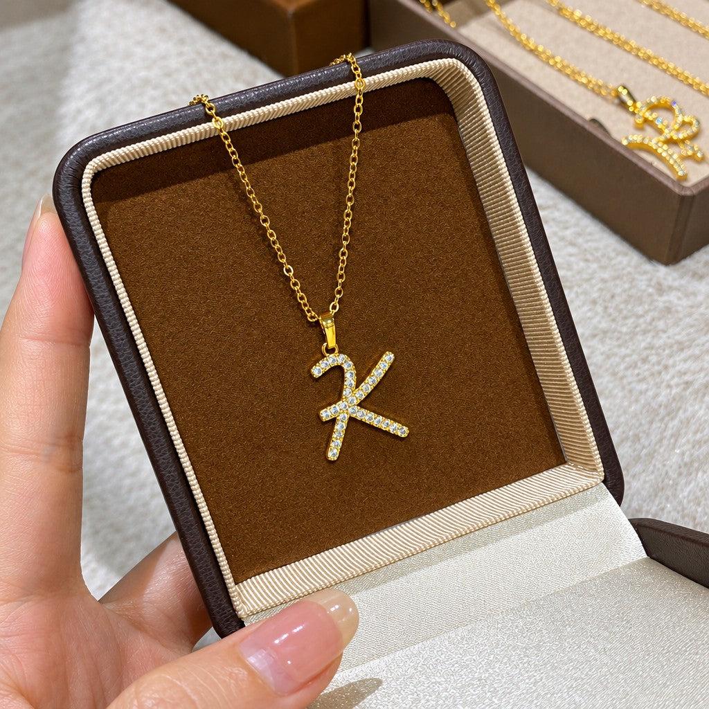 Classy Zircon Initial Necklace