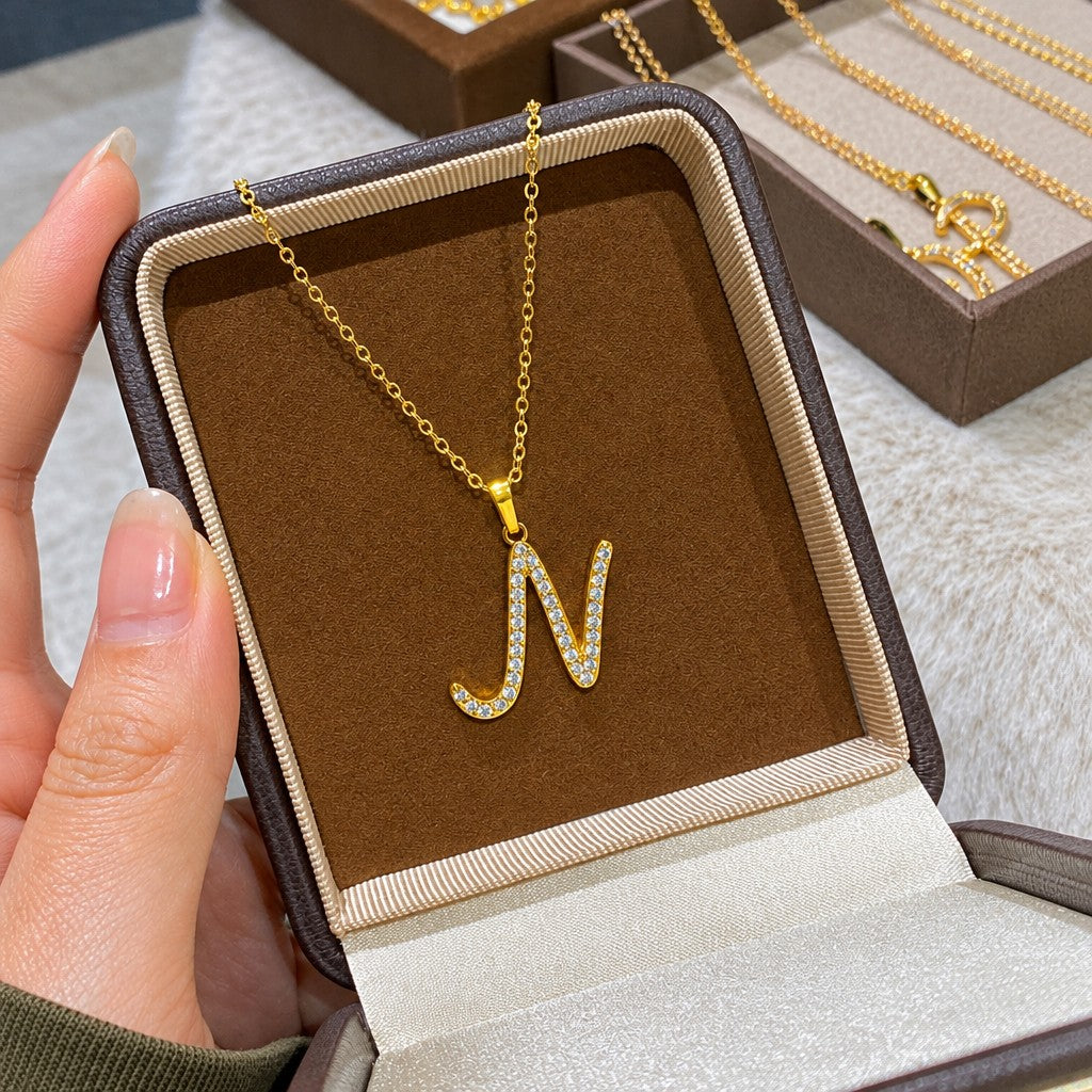 Classy Zircon Initial Necklace