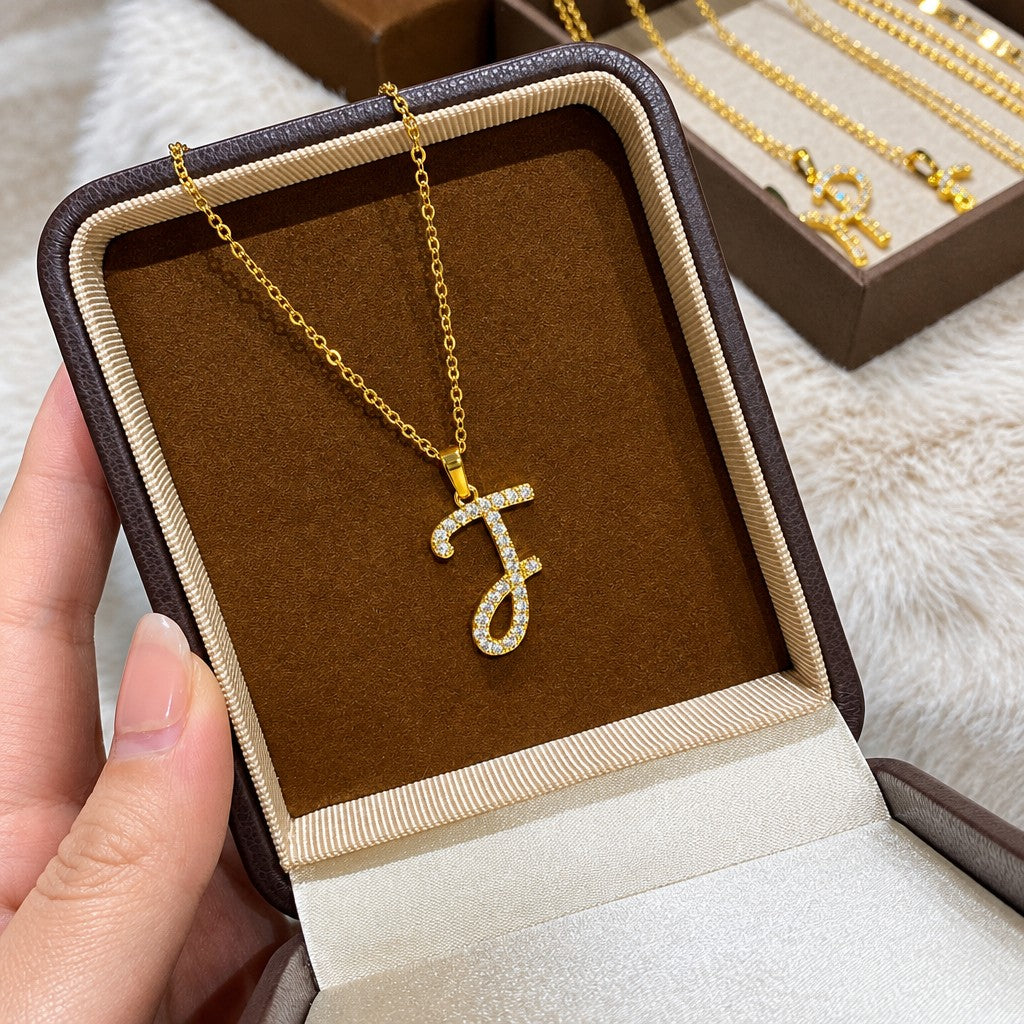 Classy Zircon Initial Necklace