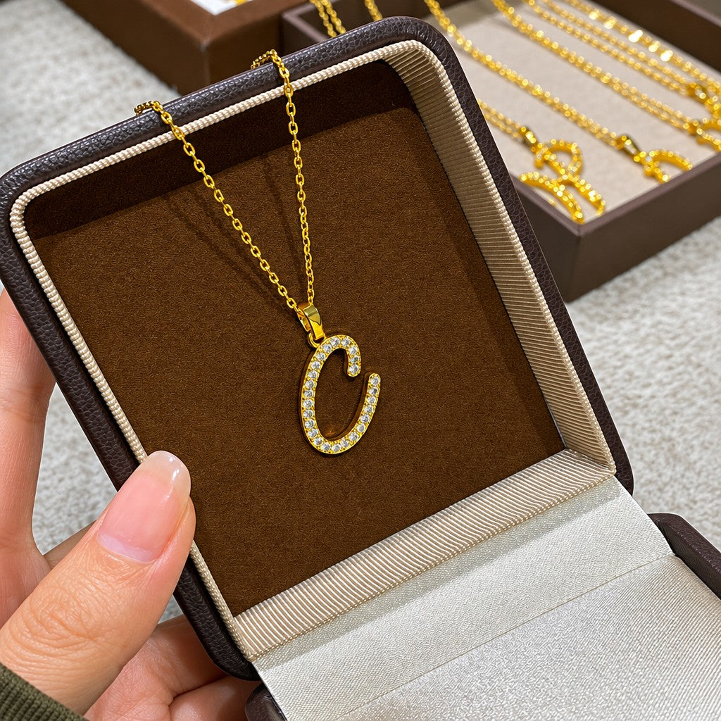 Classy Zircon Initial Necklace
