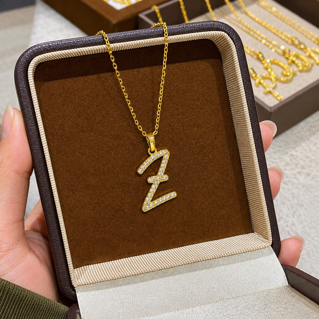 Classy Zircon Initial Necklace