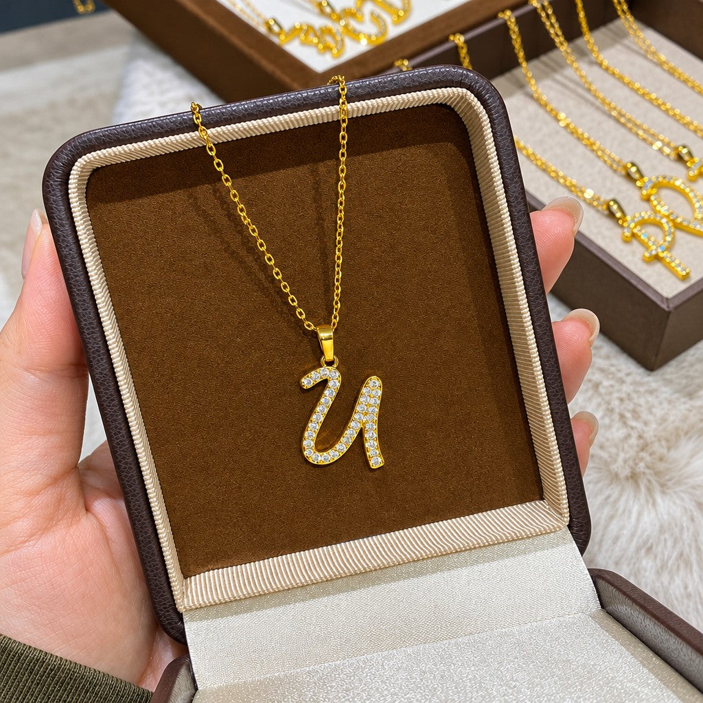 Classy Zircon Initial Necklace