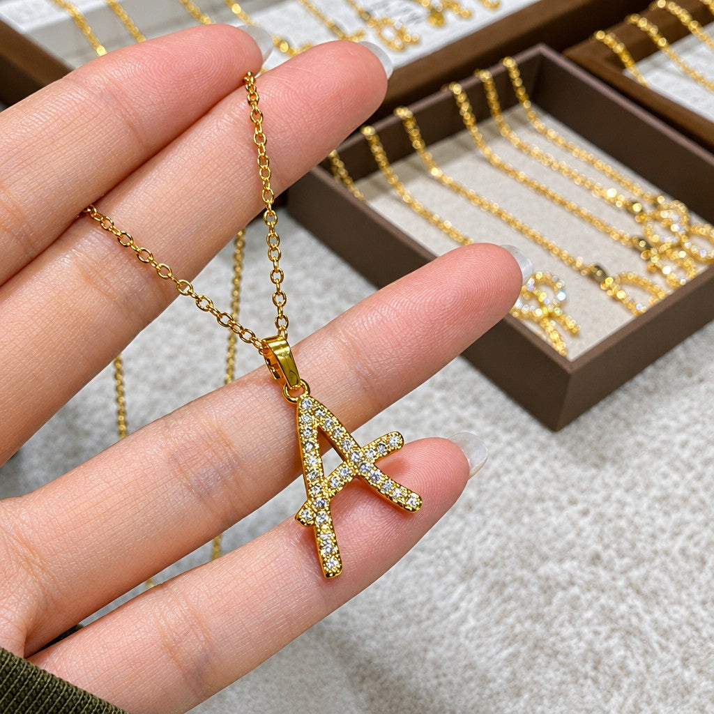 Classy Zircon Initial Necklace