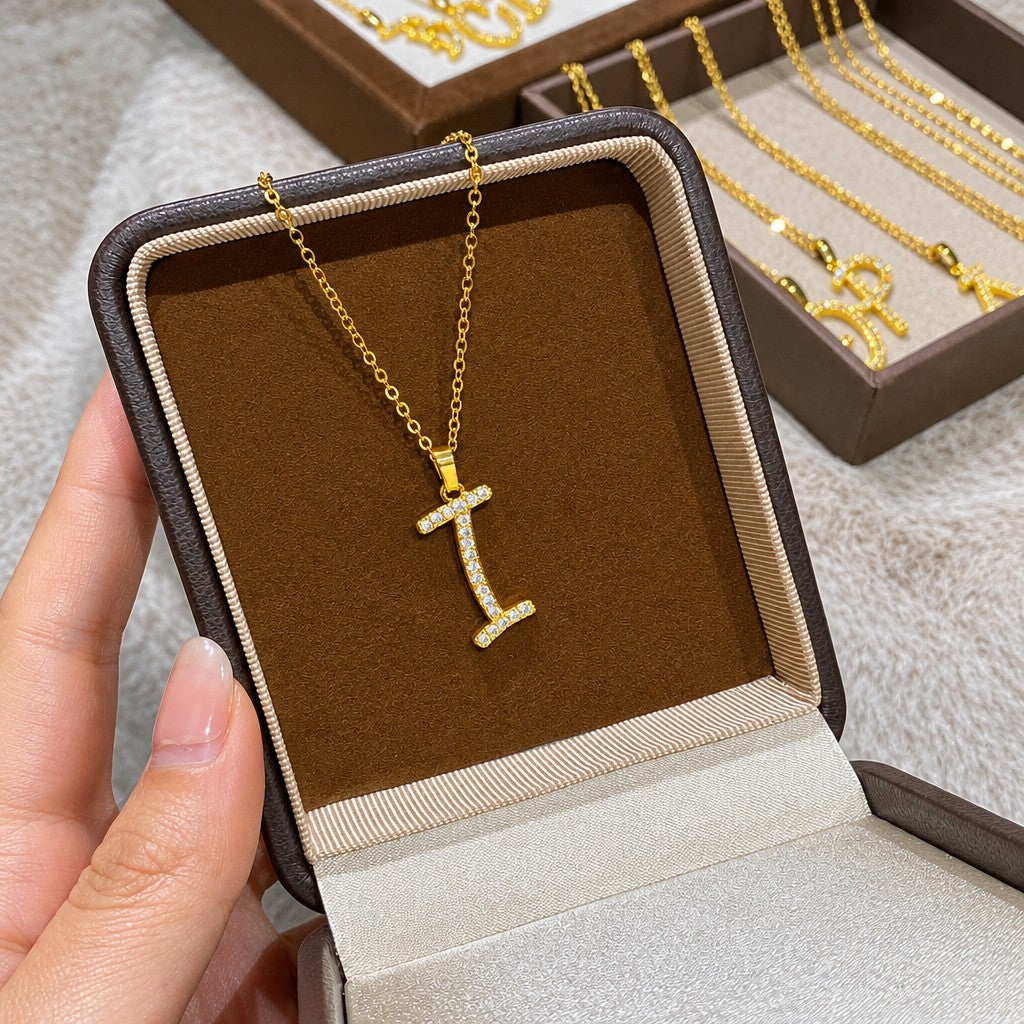 Classy Zircon Initial Necklace