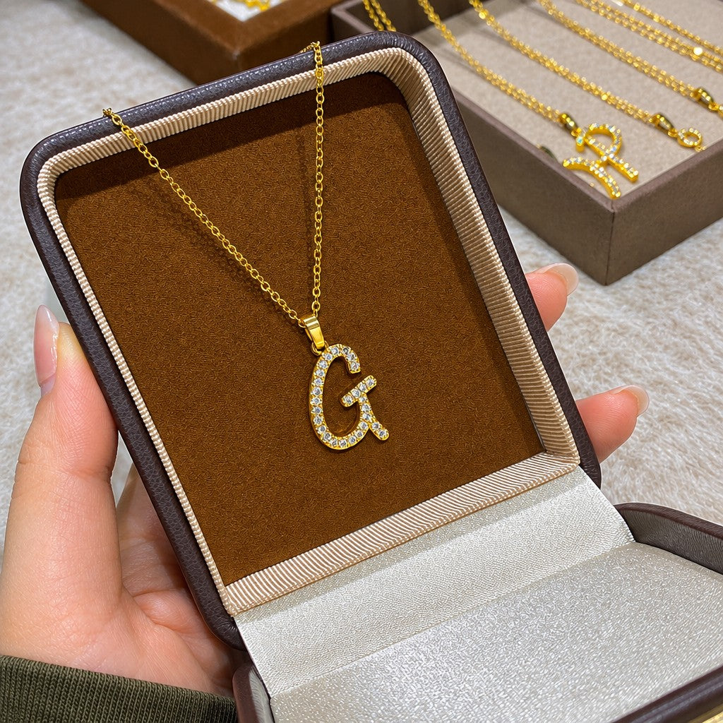 Classy Zircon Initial Necklace