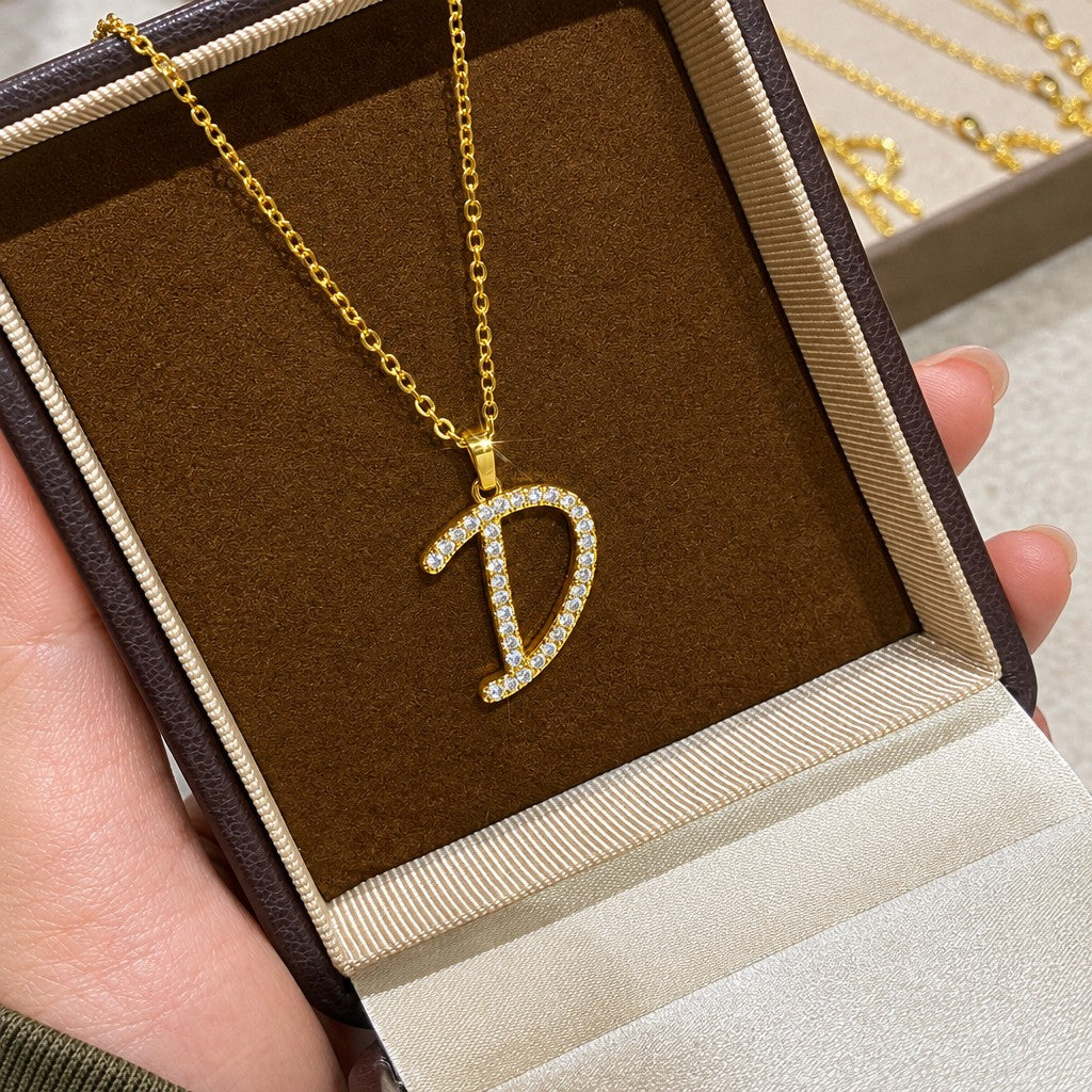 Classy Zircon Initial Necklace