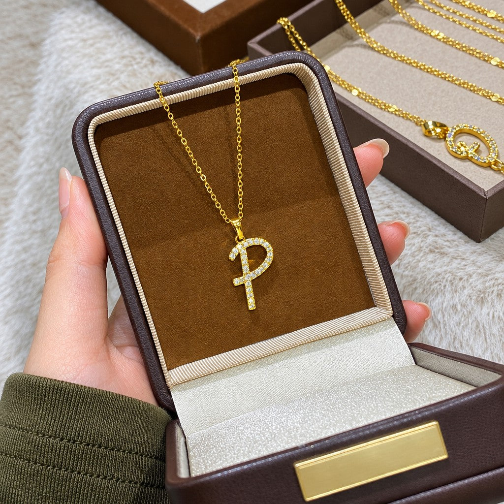 Classy Zircon Initial Necklace