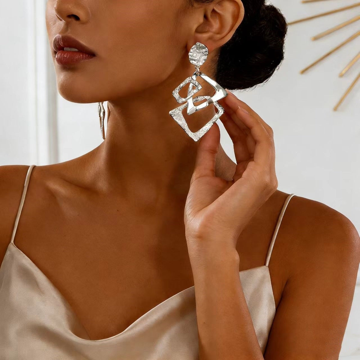 Classy Textured Geometric Dangle Earrings