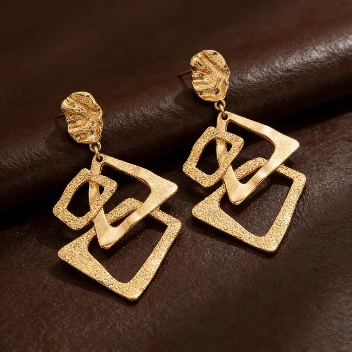 Classy Textured Geometric Dangle Earrings
