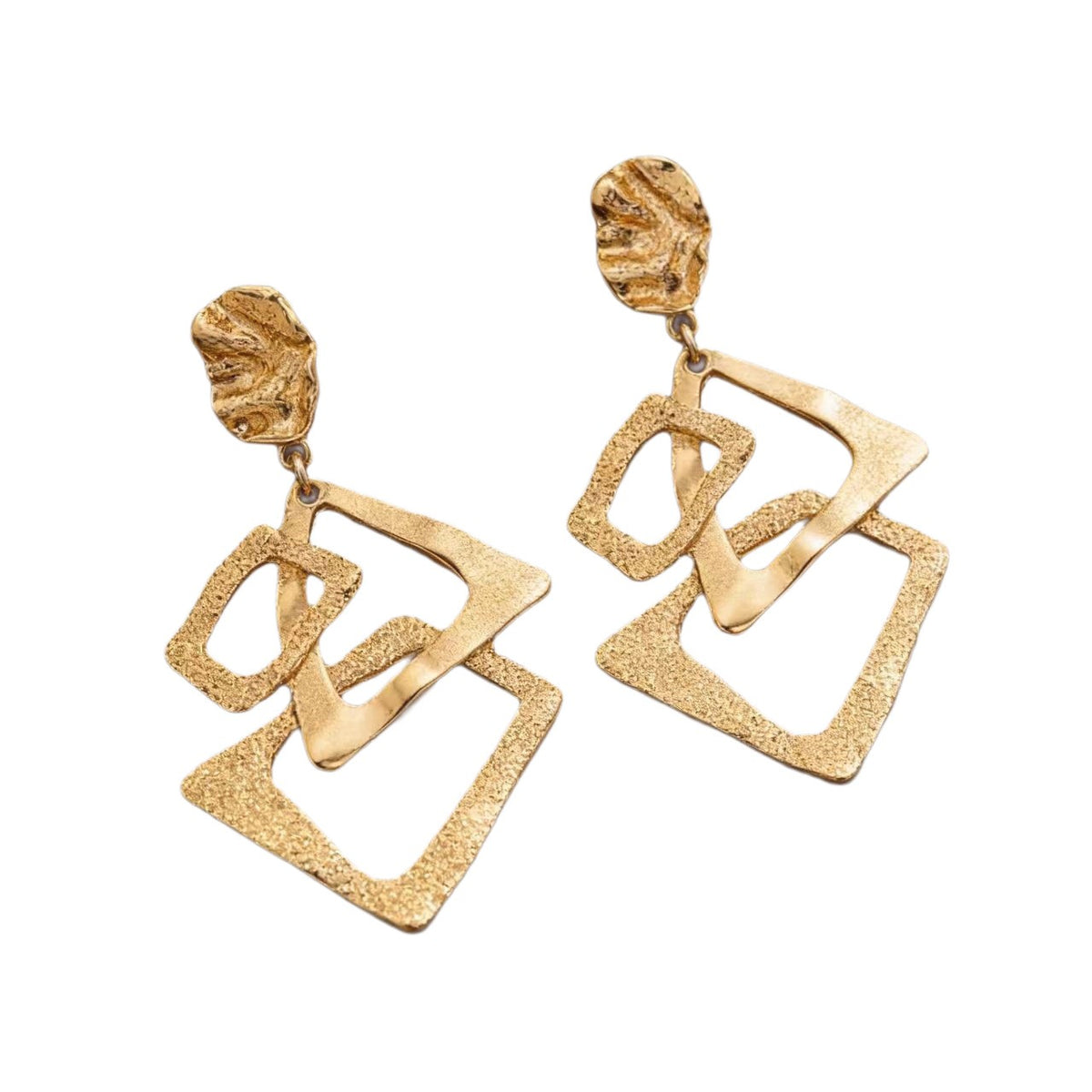 Classy Textured Geometric Dangle Earrings