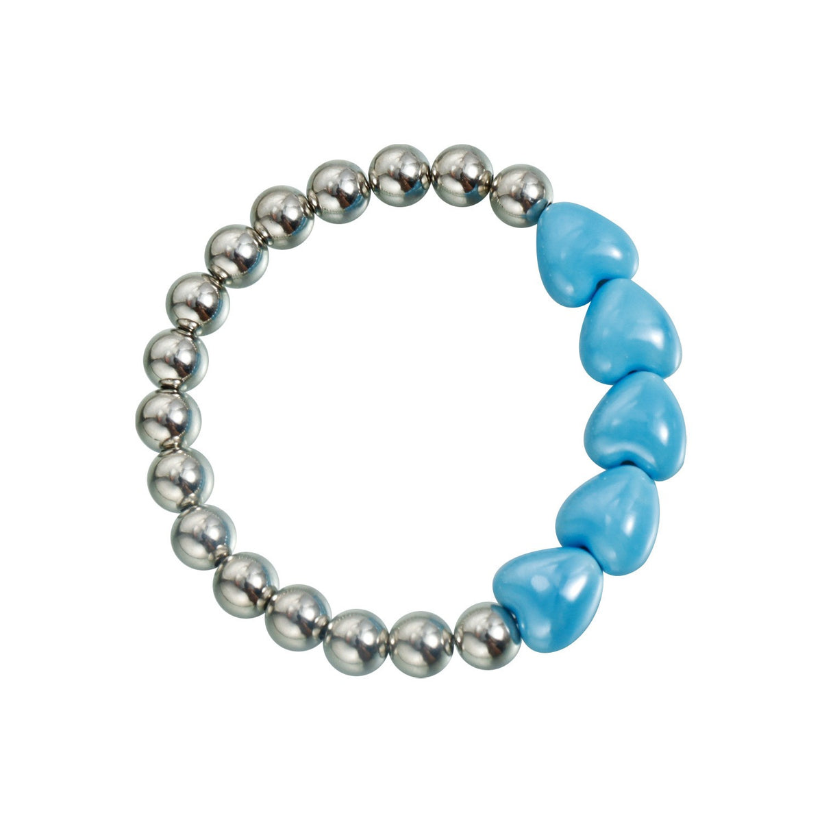 Classy Blue Heart Bead Necklace, Bracelet & Earring Set