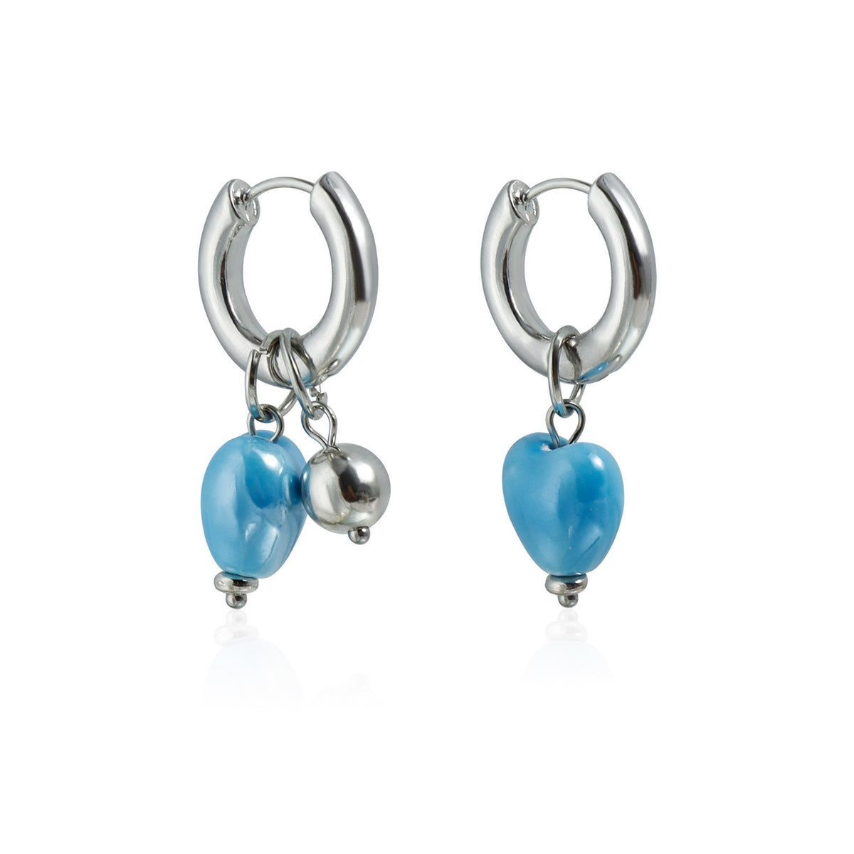 Classy Blue Heart Bead Necklace, Bracelet & Earring Set