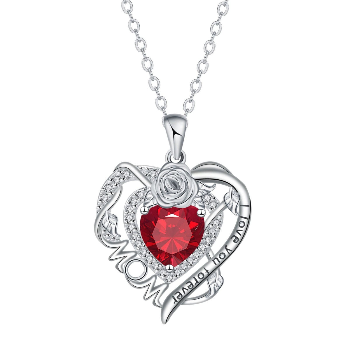 Romantic Rose MOM Heart Necklace