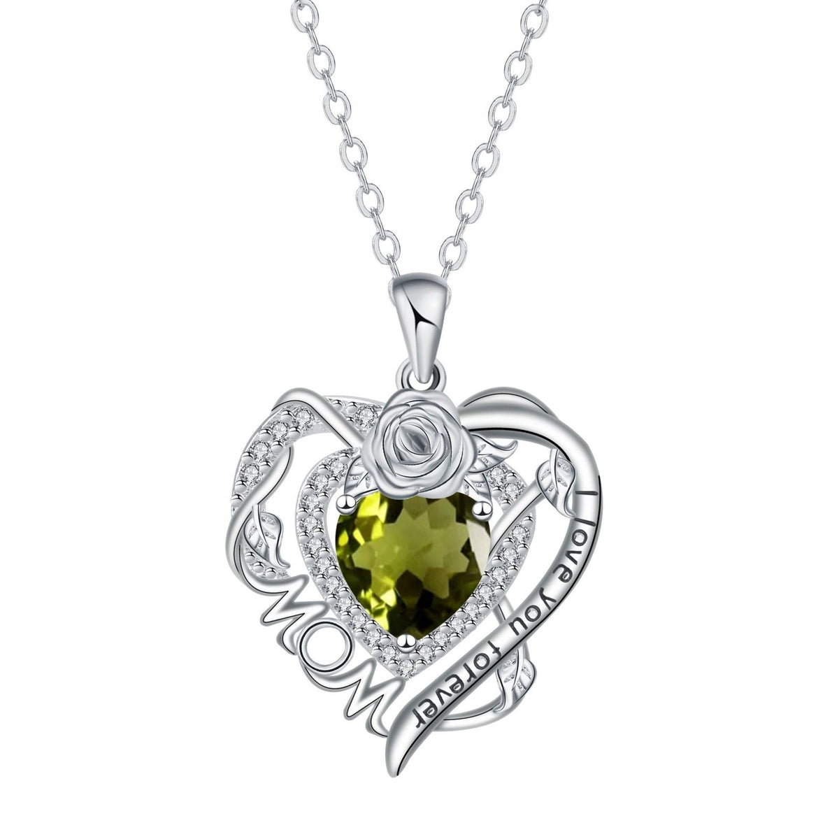 Romantic Rose MOM Heart Necklace