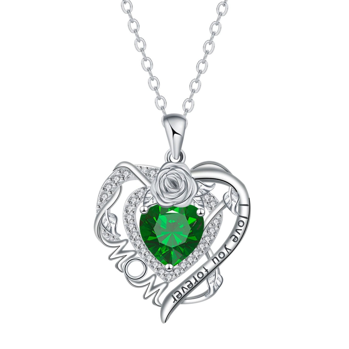 Romantic Rose MOM Heart Necklace