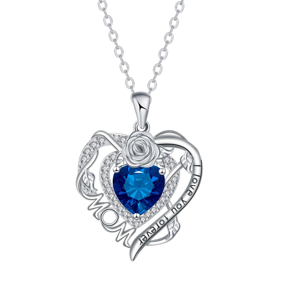 Romantic Rose MOM Heart Necklace