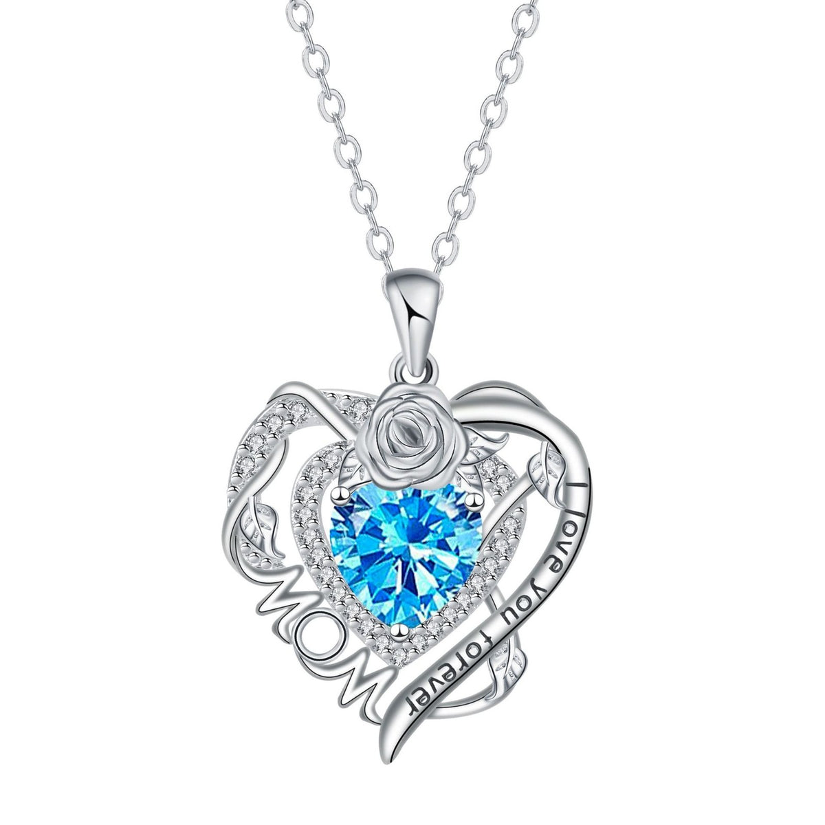 Romantic Rose MOM Heart Necklace