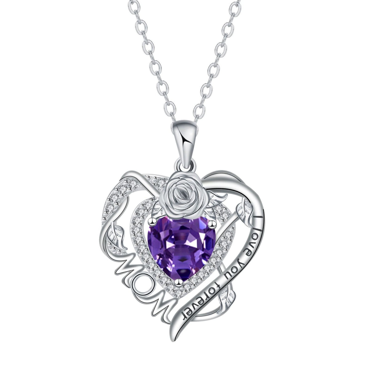 Romantic Rose MOM Heart Necklace