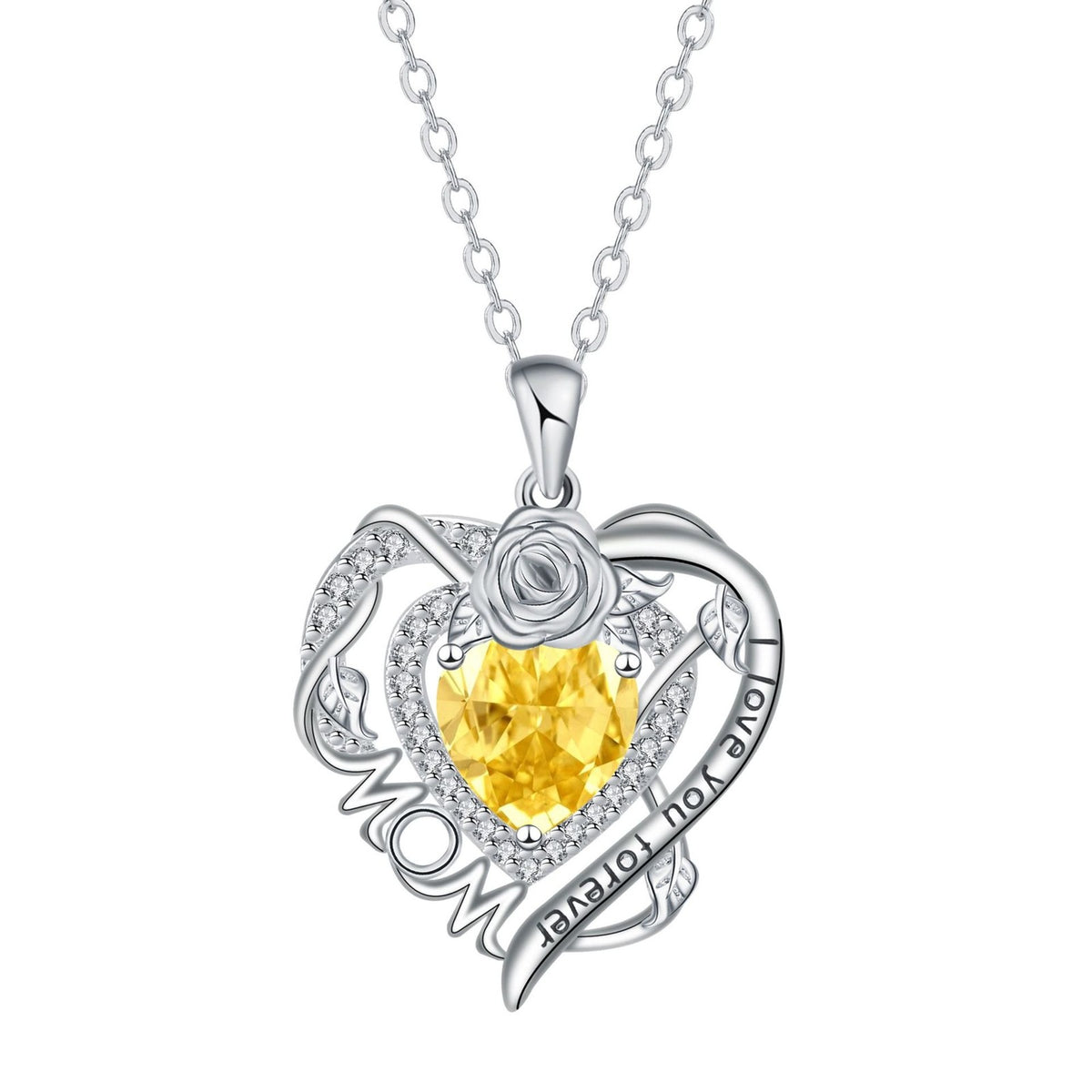 Romantic Rose MOM Heart Necklace