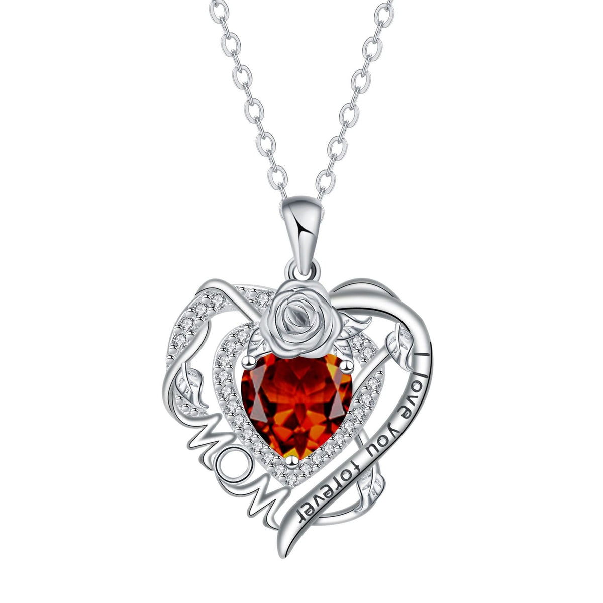 Romantic Rose MOM Heart Necklace