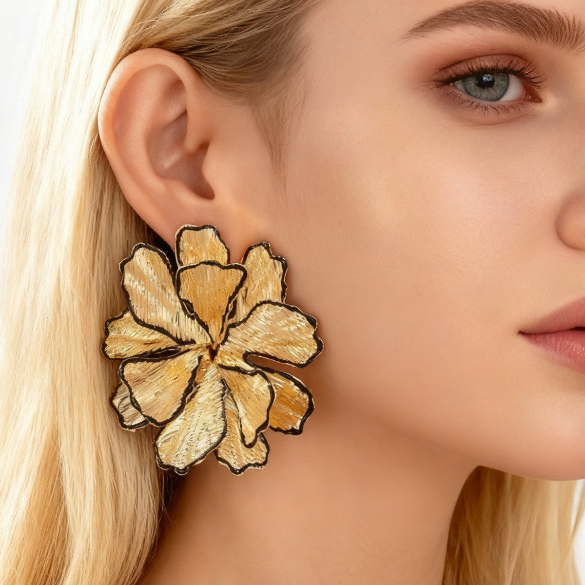 Classy Textured Floral Statement Earrings