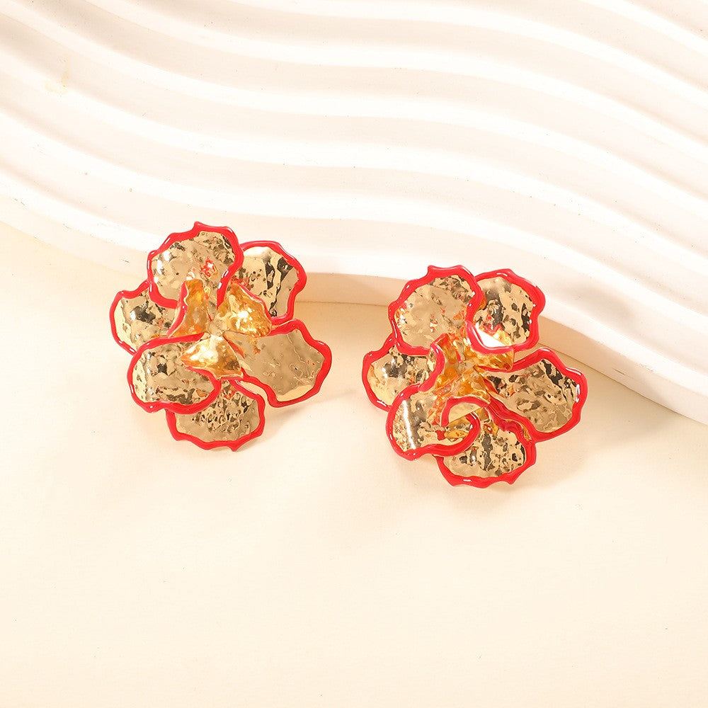 Classy Textured Floral Statement Earrings