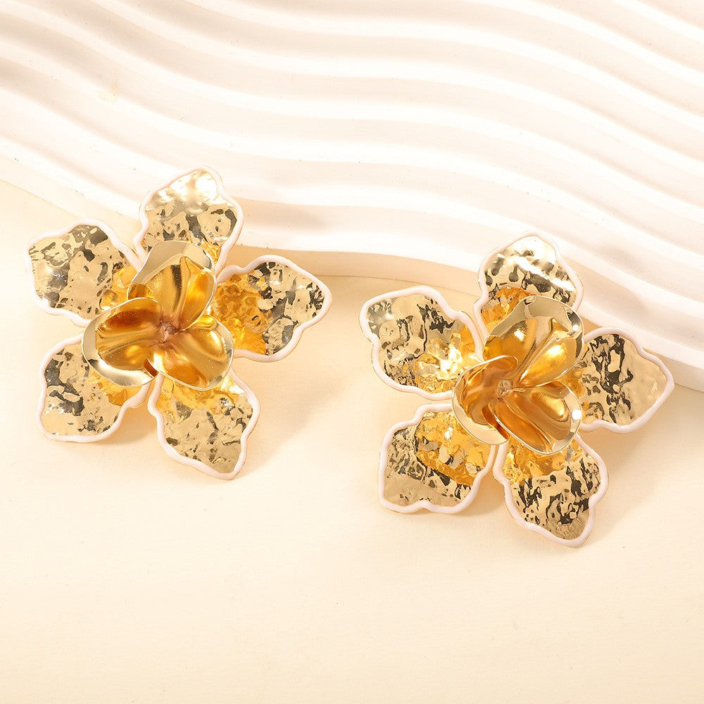 Classy Textured Floral Statement Earrings