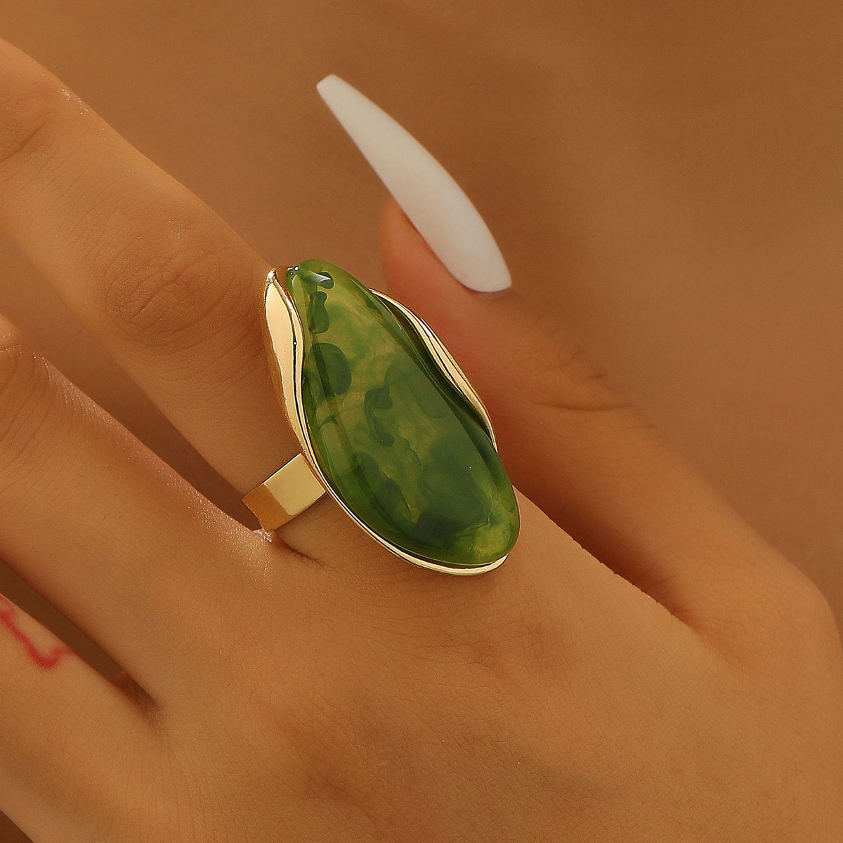 Classy Amber Resin Earring & Ring Set