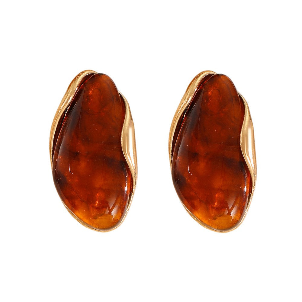 Classy Amber Resin Earring & Ring Set