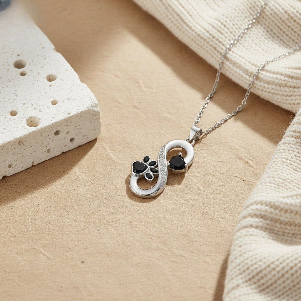 Dainty Infinity Paw Print Necklace