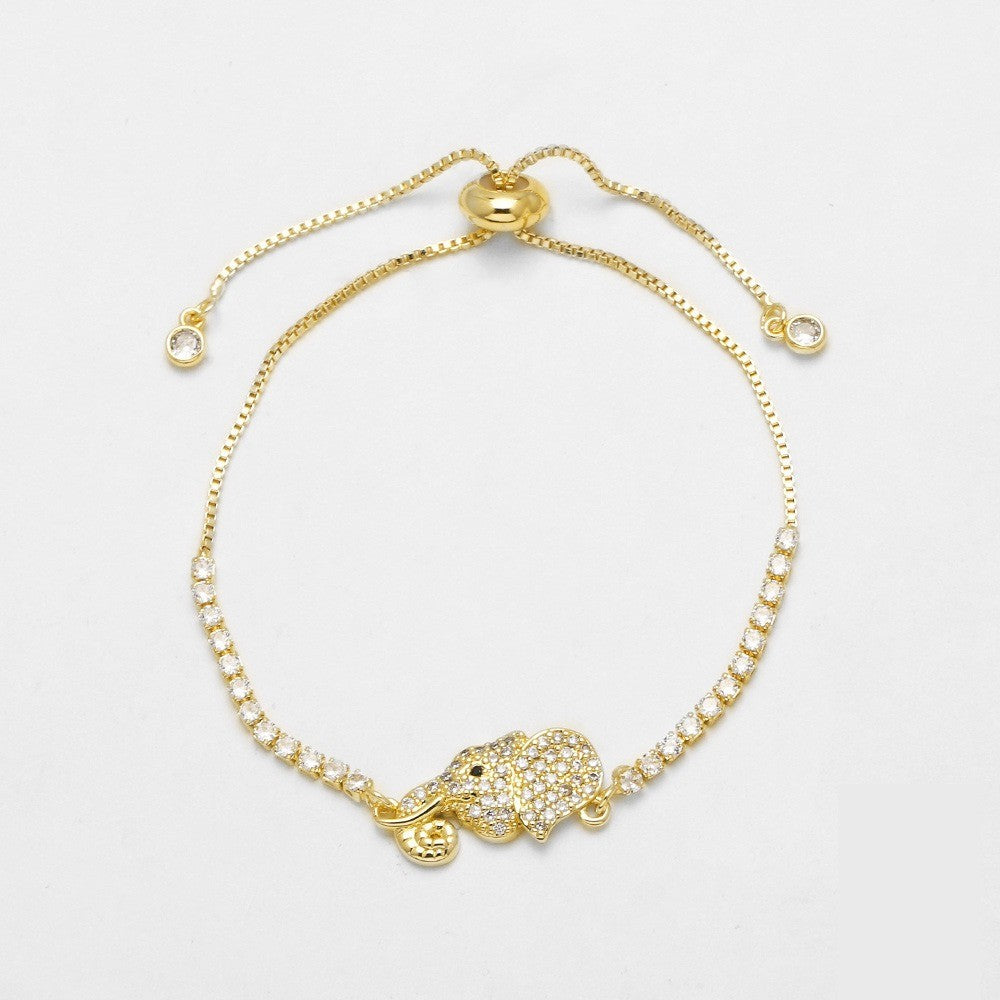 18k Dainty Elephant & Paw Charm Bracelet