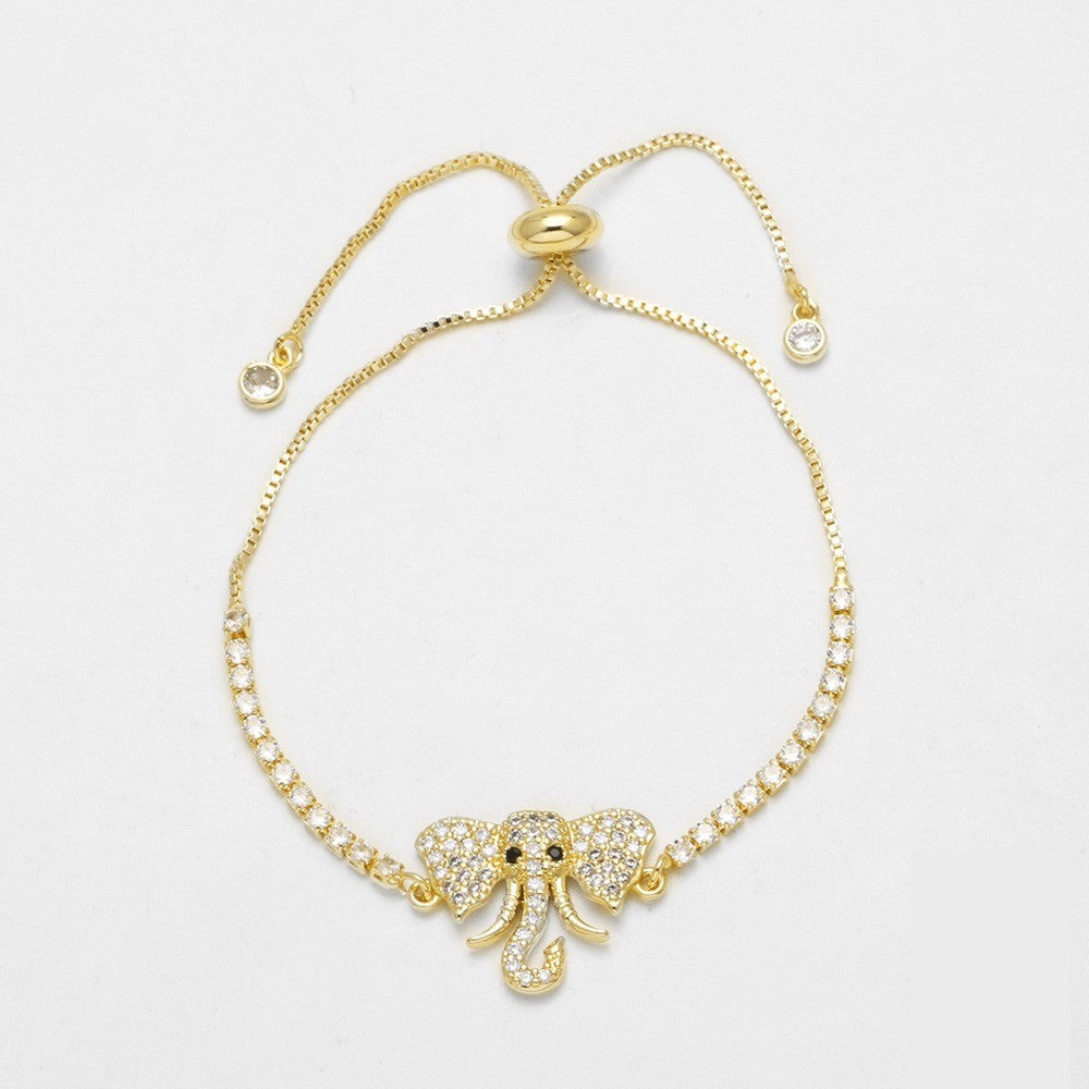 18k Dainty Elephant & Paw Charm Bracelet