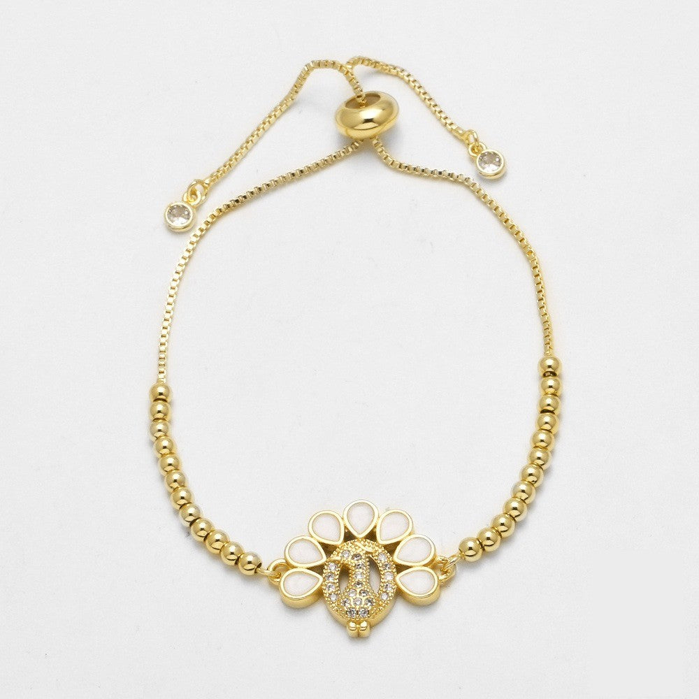 18k Dainty Elephant & Paw Charm Bracelet