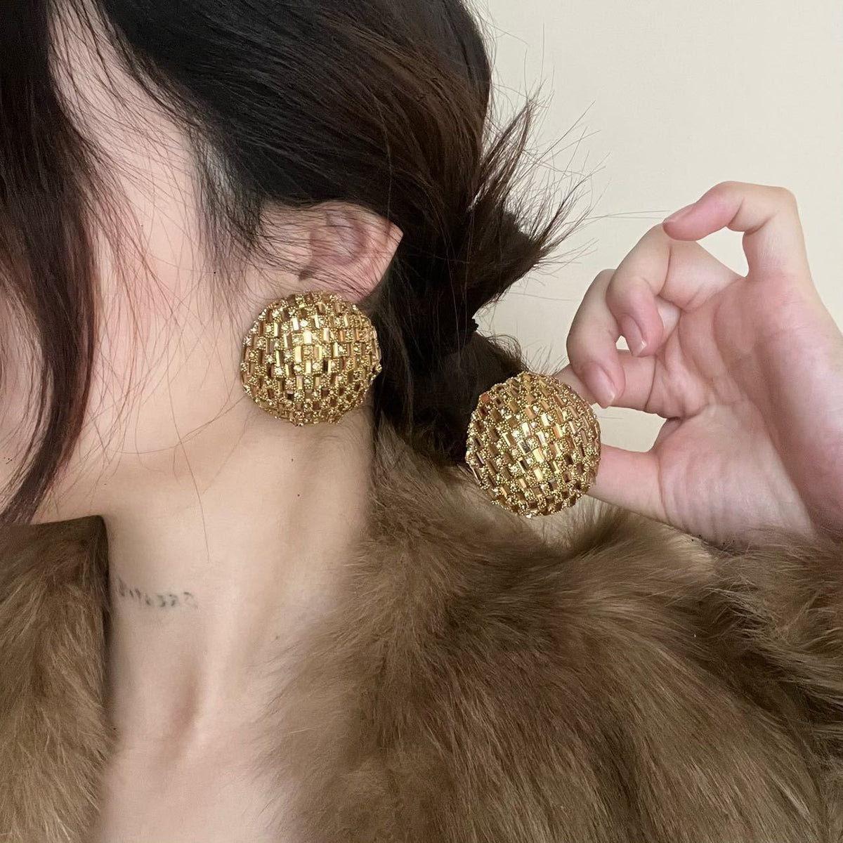 Classy Woven Dome Stud Earrings