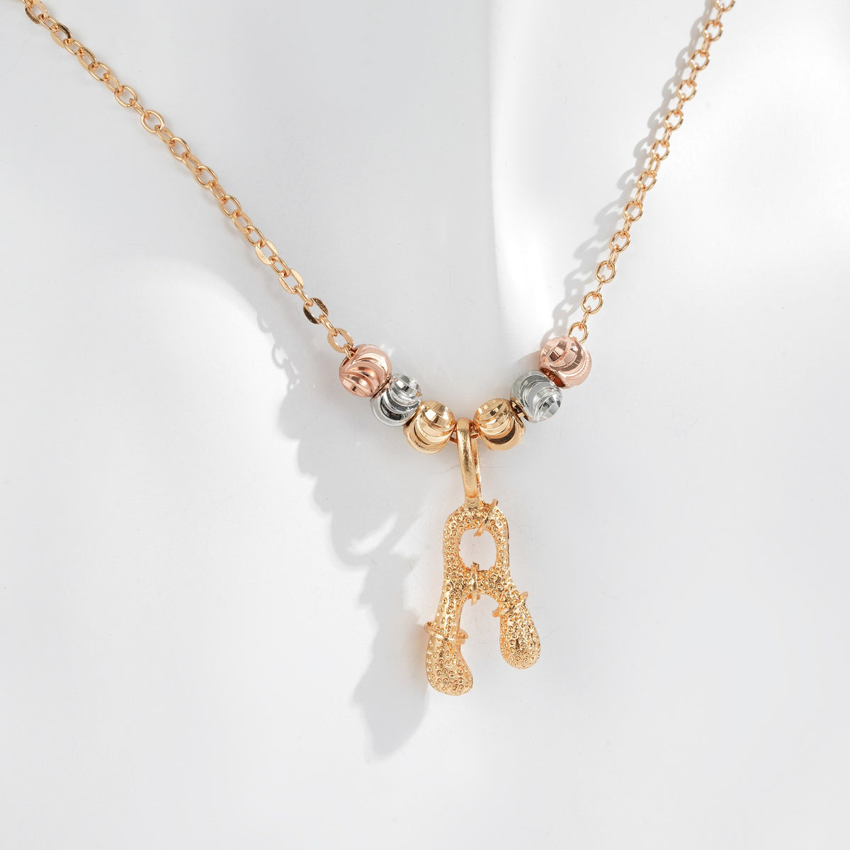 Classy Tri-Color Beaded Initial Necklace