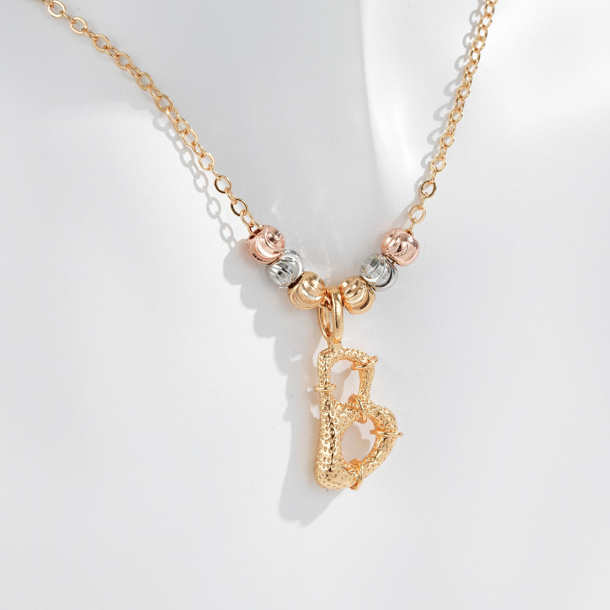 Classy Tri-Color Beaded Initial Necklace