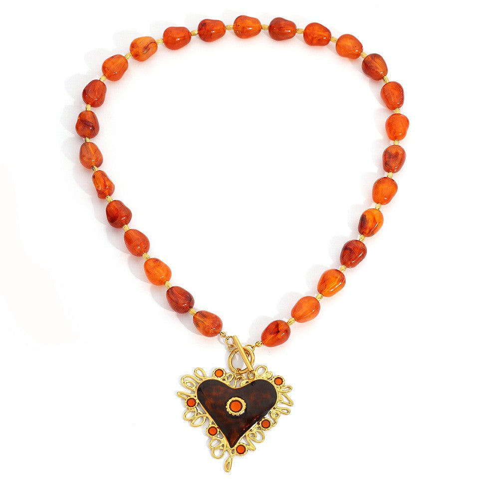18k Vintage Tortoise Heart Statement Necklace