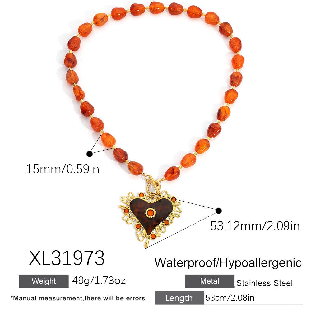 18k Vintage Tortoise Heart Statement Necklace