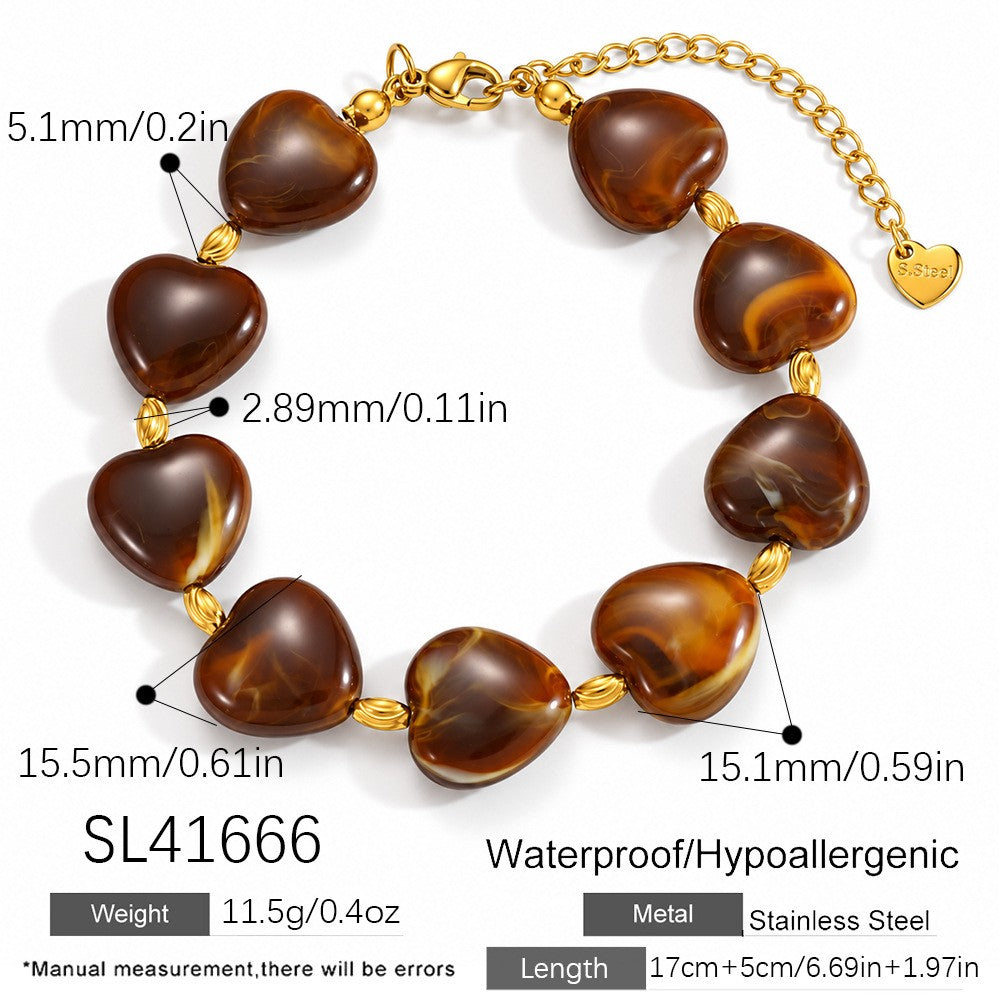 18k Vintage Leopard Heart Necklace Bracelet Set