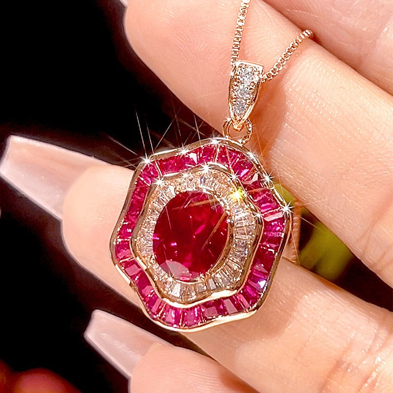 Classy Octagonal Gemstone Necklace & Ring Set