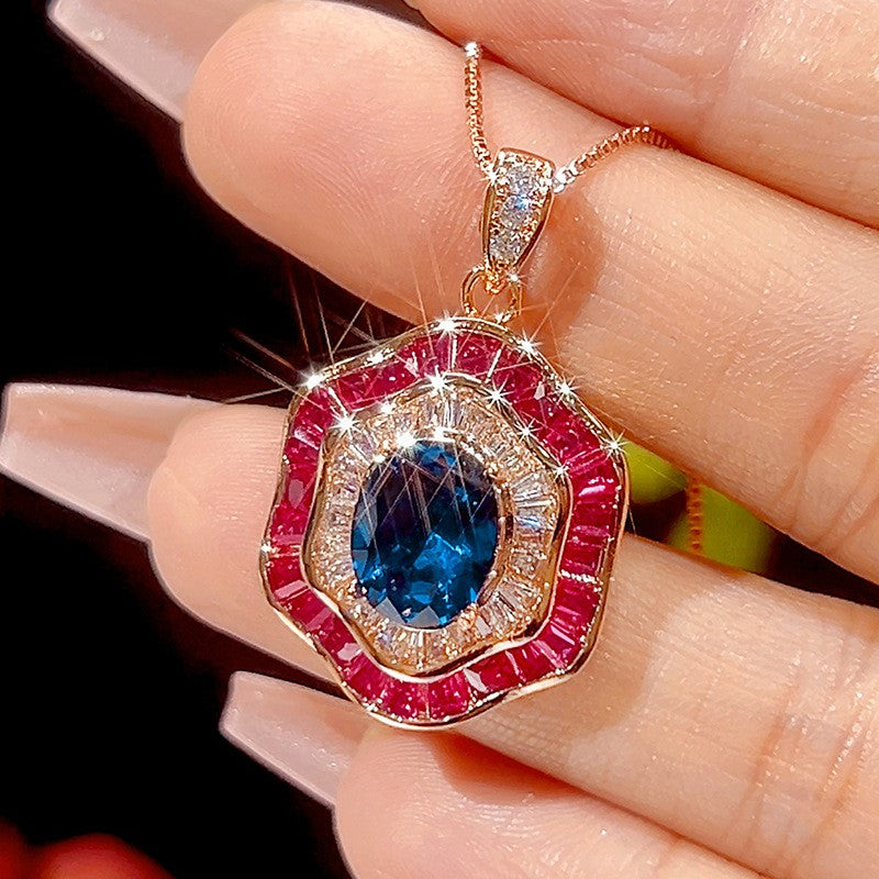 Classy Octagonal Gemstone Necklace & Ring Set