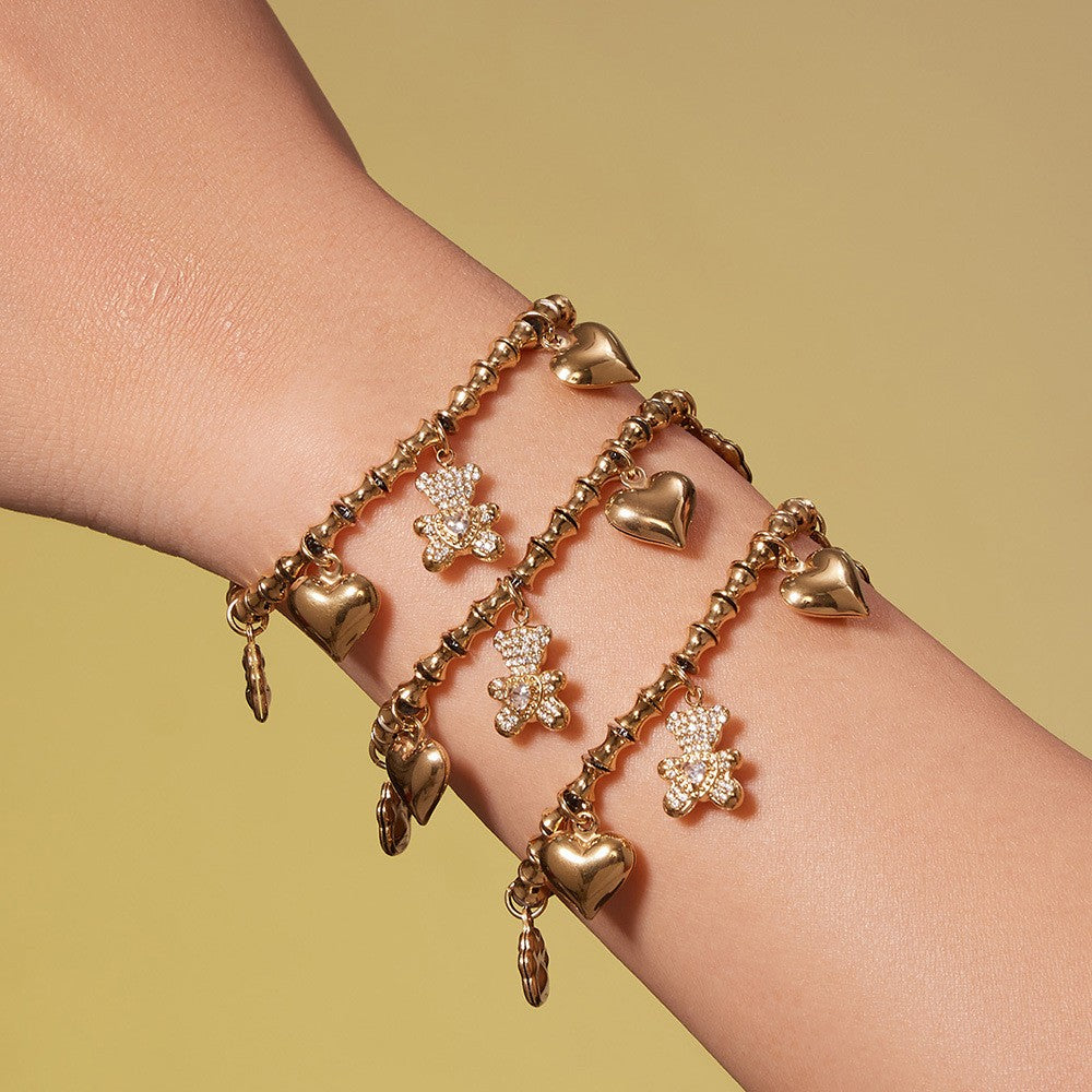 Romantic Teddy Bear & Heart Necklace Bracelet Set