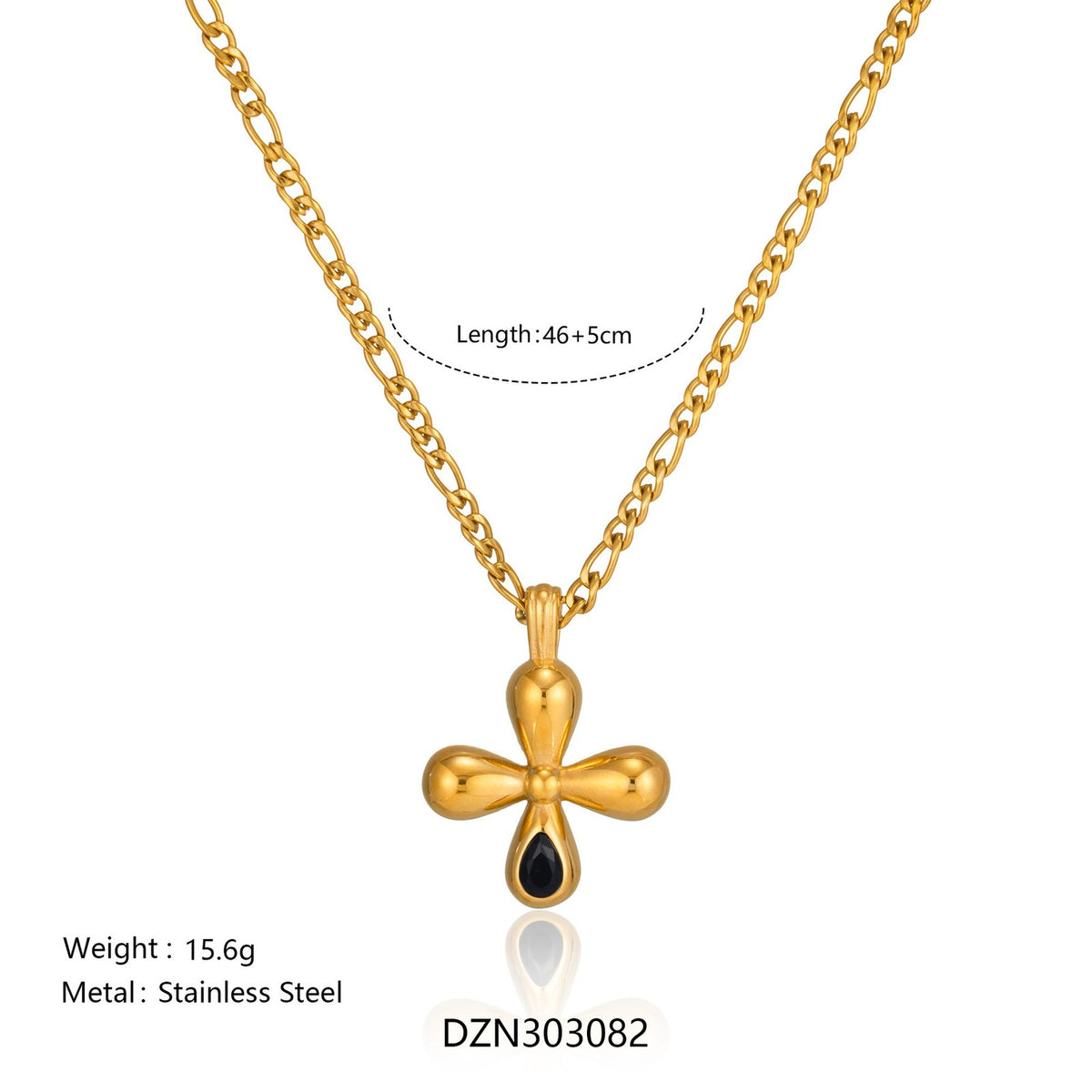 Dainty Ruby Drop Cross Necklace