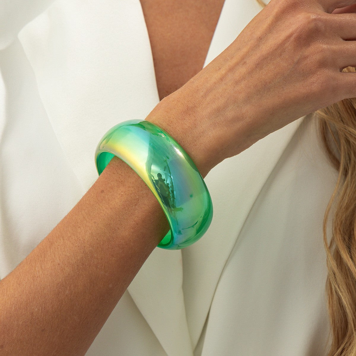 Statement Iridescent Resin Wide Bangle