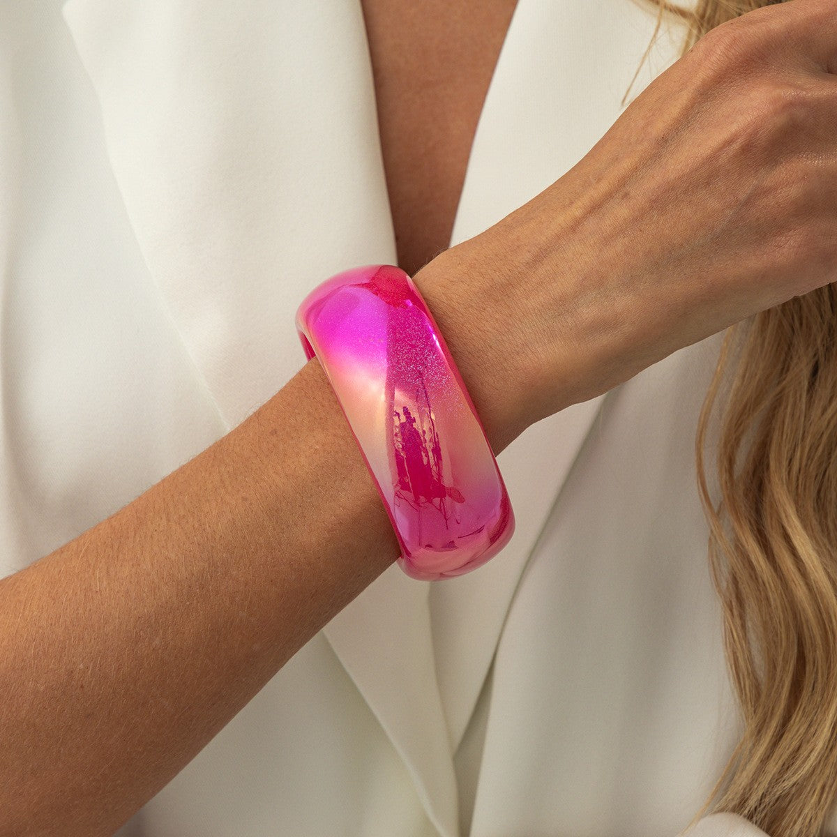 Statement Iridescent Resin Wide Bangle