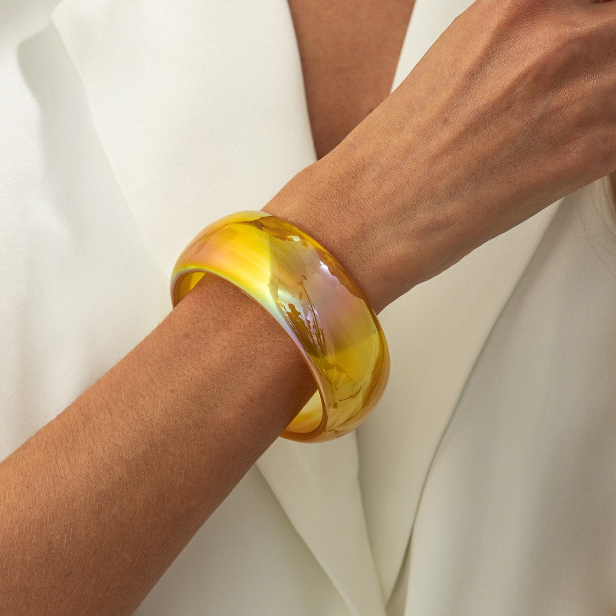 Statement Iridescent Resin Wide Bangle